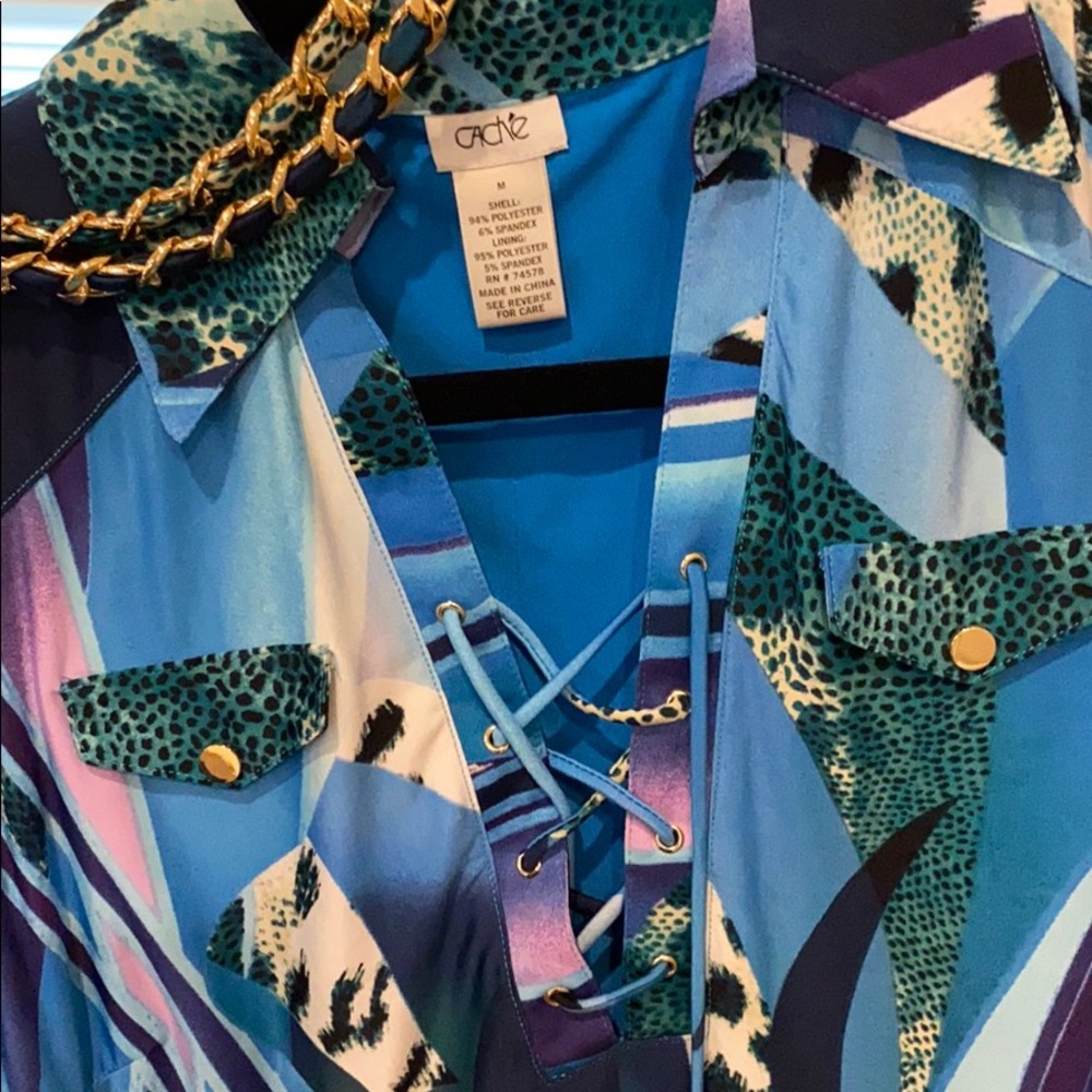 Cache Polyester dress ..blue multi